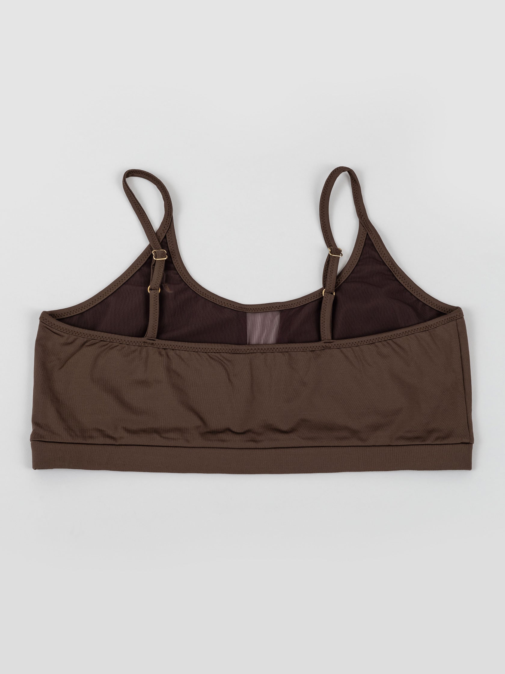 Top da pole dance marrone con inserti in rete