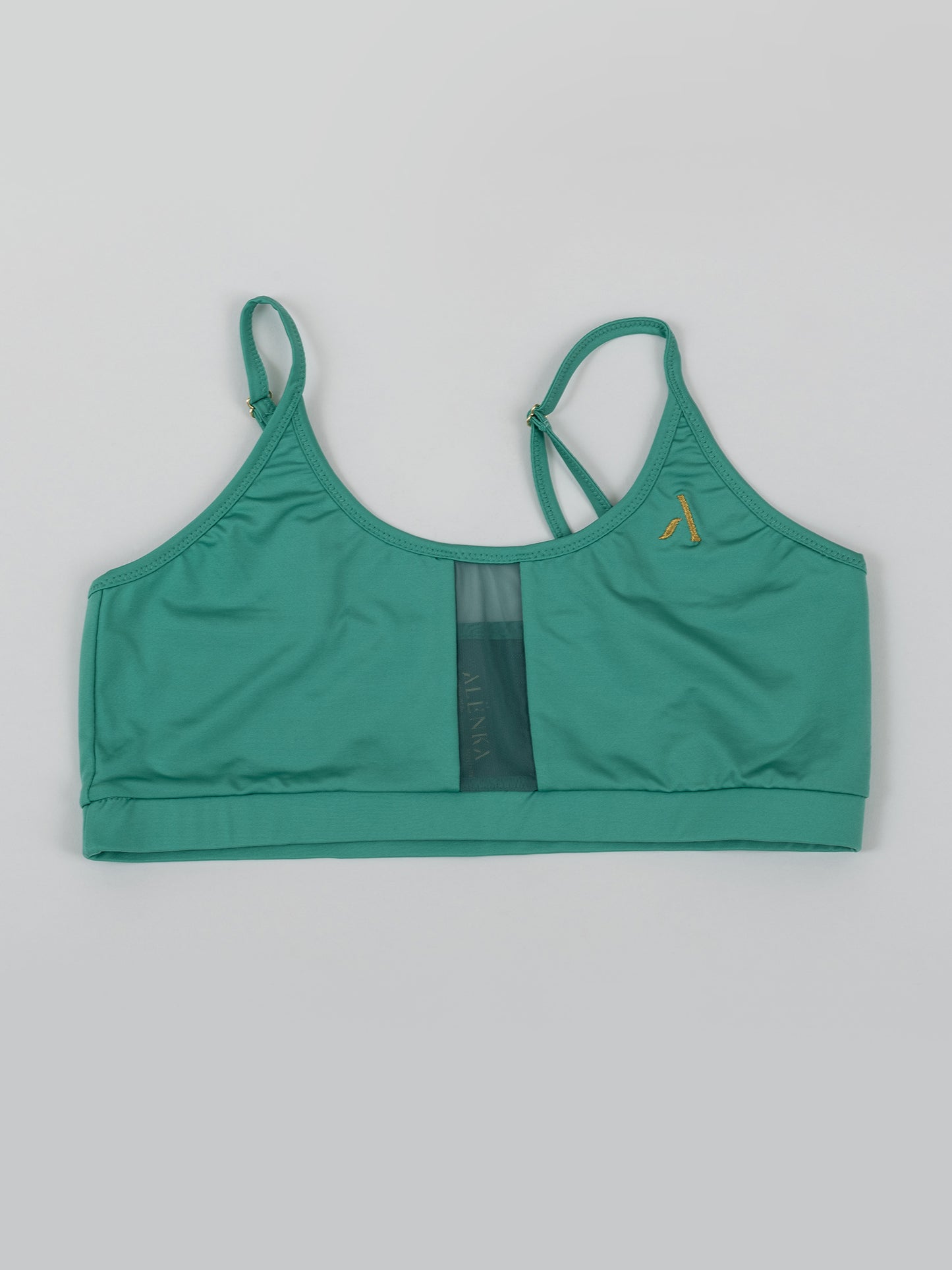 Top da pole dance verde con inserti in rete