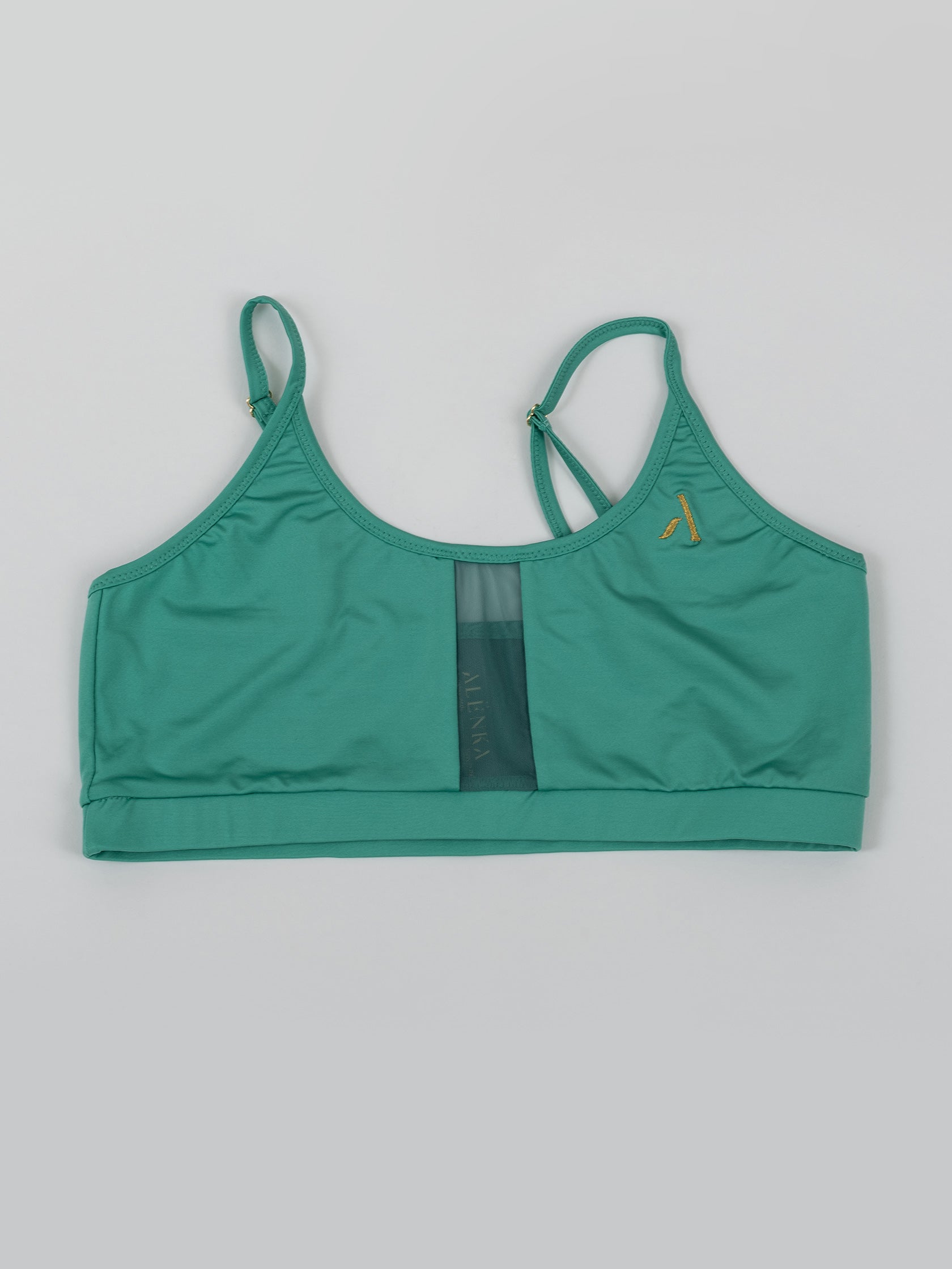 Top da pole dance verde con inserti in rete