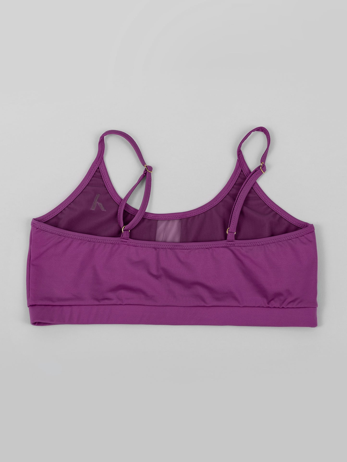 Top da pole dance viola con inserti in rete