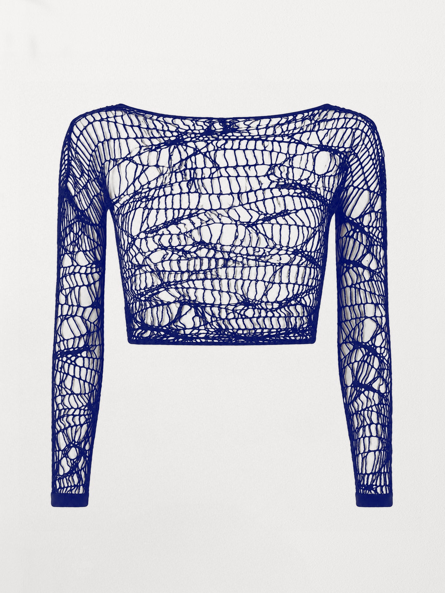 Maglia traforata blu come accessorio da pole dance