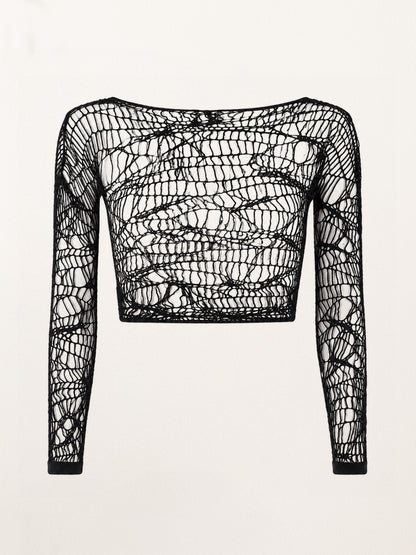 Maglia traforata nero come accessorio da pole dance