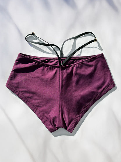 Pantoloncini da pole dance con elementi elastici color vino